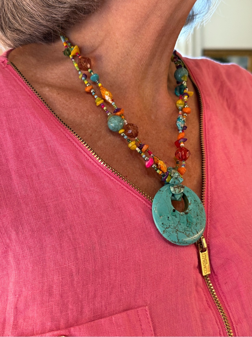 Turquoise Multi-Bead Statement Necklace and Earrings - Boho Women Jewelry